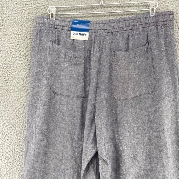 Old Navy Pants Large Gray Linen Blend Pull On Pocket Wide Leg Everyday Ankle NWT - Picture 4 of 13